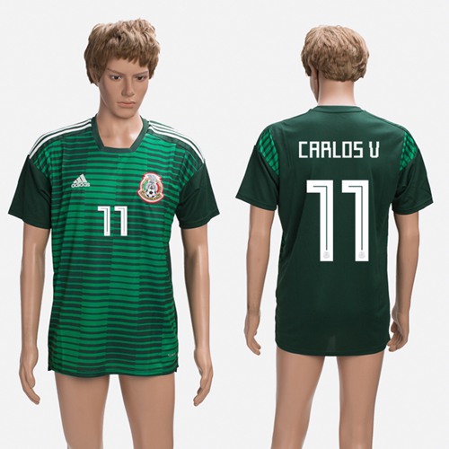 Mexico #11 Carlos V. Green Training Soccer Country Jersey - Click Image to Close